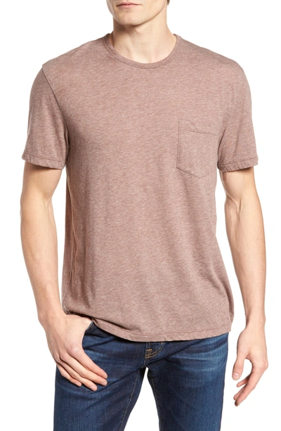 Shop James Perse Slubbed Cotton & Linen Pocket T-shirt In Maroon Melange