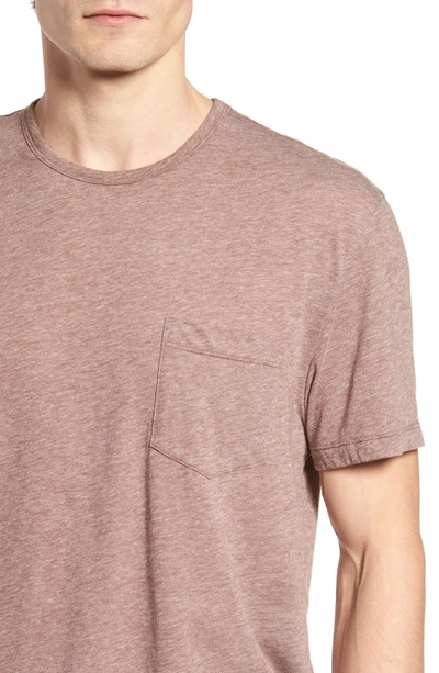 Shop James Perse Slubbed Cotton & Linen Pocket T-shirt In Maroon Melange
