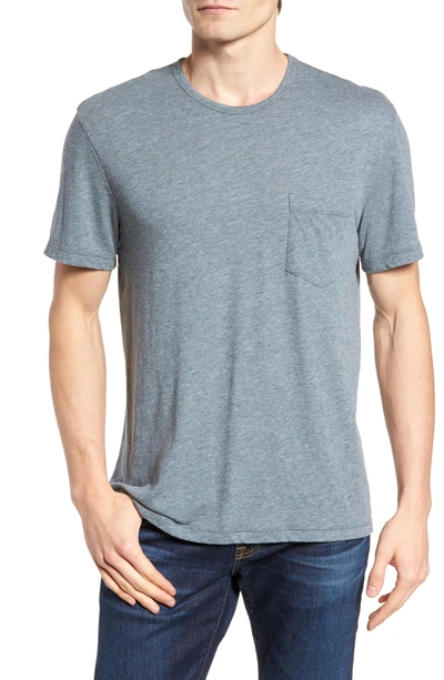 Shop James Perse Slubbed Cotton & Linen Pocket T-shirt In Dusty Blue Melange