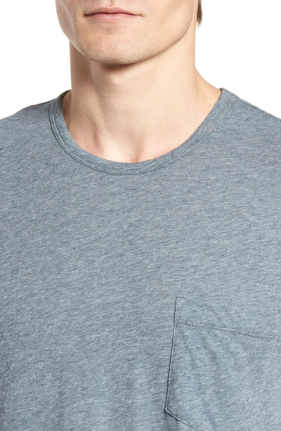 Shop James Perse Slubbed Cotton & Linen Pocket T-shirt In Dusty Blue Melange