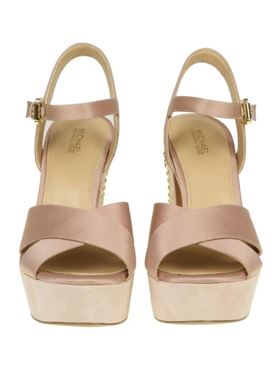 Shop Michael Kors Sandalo Sia Platform In Satin Pink