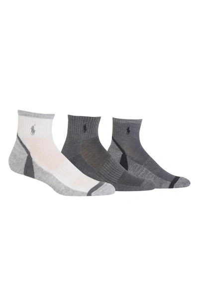 Shop Ralph Lauren 3-pack Athletic Socks In Grey Multi