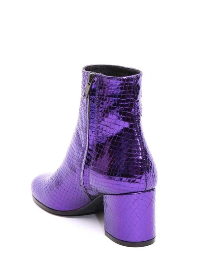Shop Paris Texas Fake Snake Leather Ankle Boots In Viola