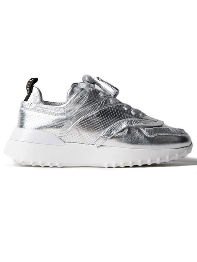 Shop Tod's Fringed Lace-up Sneakers In Metallic