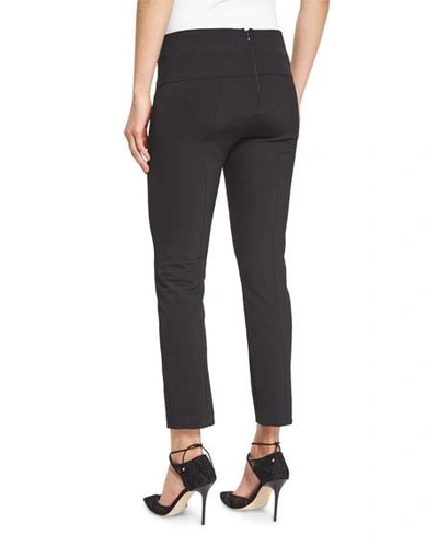 Shop Veronica Beard Zip-back Scuba Leggings In Black