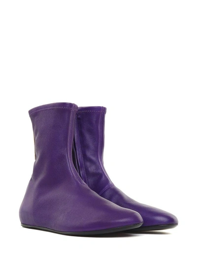 Shop Kenzo Stretch-leather Ballerina Boots In Viola