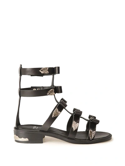 Shop Toga Studded Leather Bow Sandal In Nero