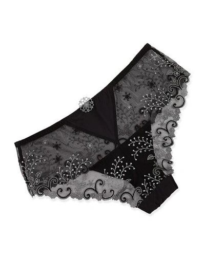 Shop Simone Perele Delice Floral-embroidered Boyshorts In Moonlight