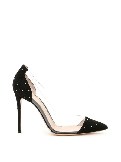 Shop Gianvito Rossi Tyler Plexi 110 Pumps In Decolette Suede Plexi 110 Mmnero