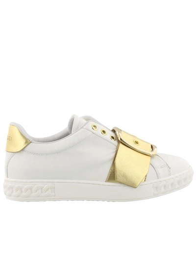 Shop Casadei Salento Sneakers In Bianco+golden