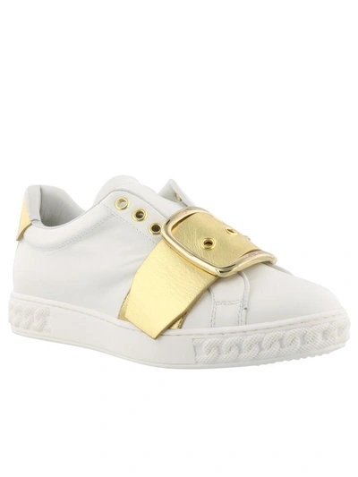 Shop Casadei Salento Sneakers In Bianco+golden
