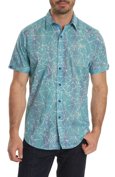 Shop Robert Graham Illusions Print Sport Shirt In Turquoise