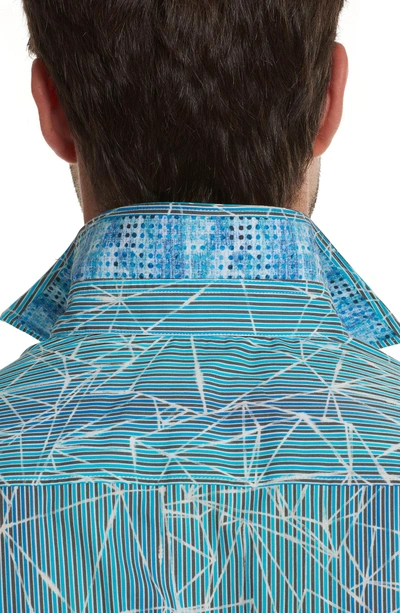 Shop Robert Graham Illusions Print Sport Shirt In Turquoise