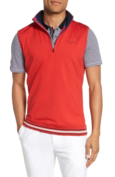 Shop Ted Baker Gala Trim Golf Quarter-zip Vest In Red