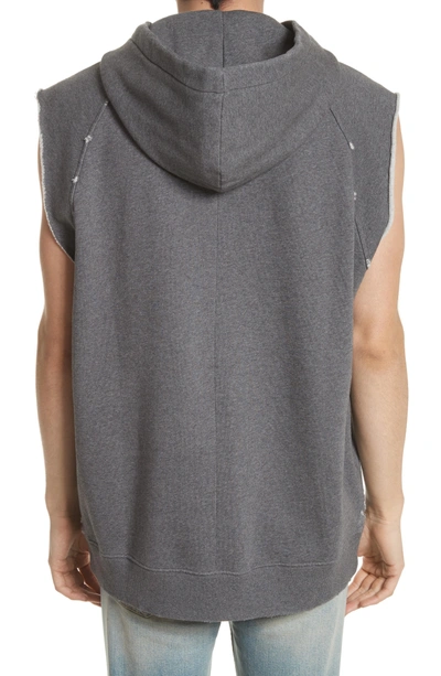 Shop Givenchy Small Logo Sleeveless Hoodie In Grey