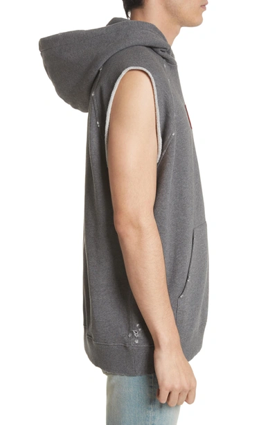 Shop Givenchy Small Logo Sleeveless Hoodie In Grey