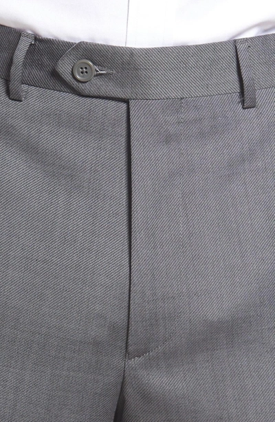 Shop Santorelli Flat Front Twill Wool Dress Pants In Medium Grey
