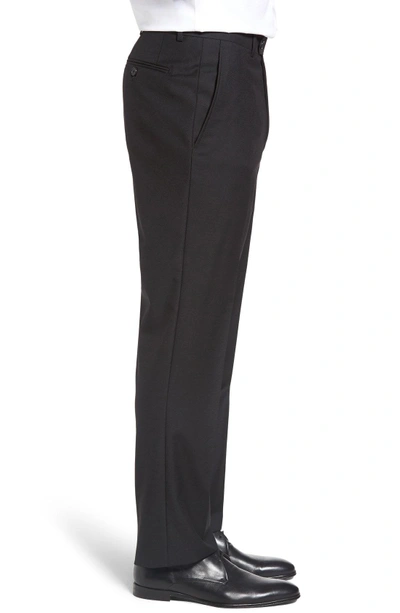Shop Santorelli Flat Front Twill Wool Dress Pants In Black