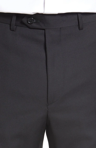 Shop Santorelli Flat Front Twill Wool Dress Pants In Black