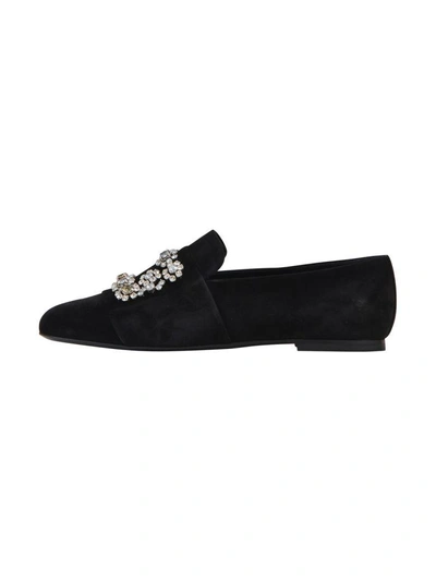 Shop Roger Vivier Suede And Crystals Loafers In Black