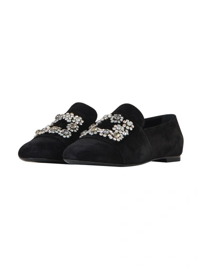 Shop Roger Vivier Suede And Crystals Loafers In Black
