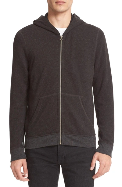 Shop Atm Anthony Thomas Melillo French Terry Full Zip Hoodie In Heather Charcoal