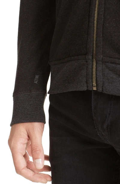 Shop Atm Anthony Thomas Melillo French Terry Full Zip Hoodie In Heather Charcoal