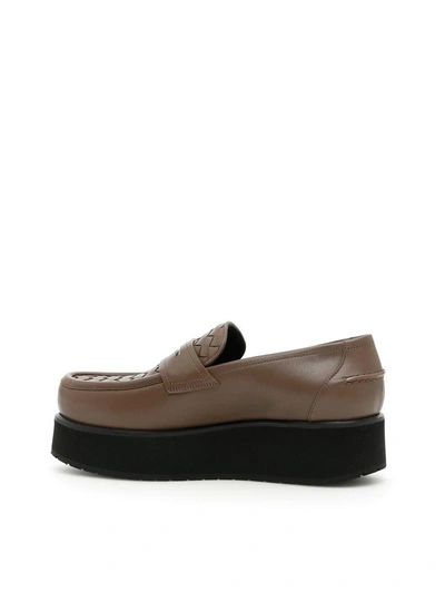 Shop Bottega Veneta Woven Leather Loafers In Steel Newmarrone