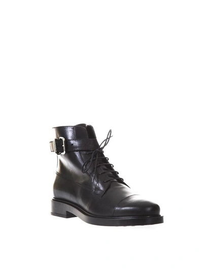 Shop Tod's Leather Boots With Metal Buckle In Black