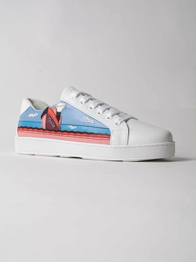 Shop Prada Lace-up Sneakers In Bianco