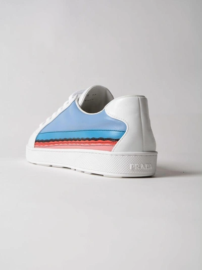 Shop Prada Lace-up Sneakers In Bianco