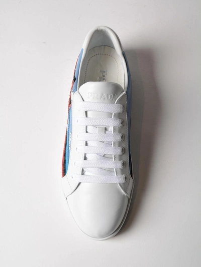Shop Prada Lace-up Sneakers In Bianco