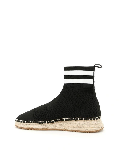 Shop Alexander Wang Dylan Knit Espadrilles In Black Whitenero