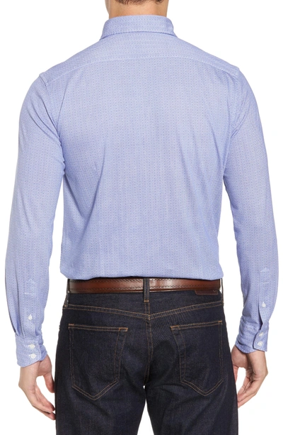 Shop Thomas Dean Herringbone Knit Sport Shirt In Blue