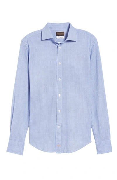 Shop Thomas Dean Herringbone Knit Sport Shirt In Blue