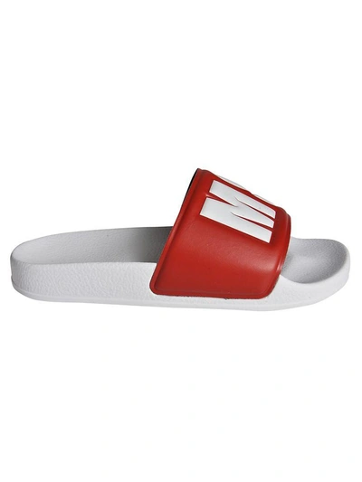 Shop Msgm Logo Sliders In Red E White