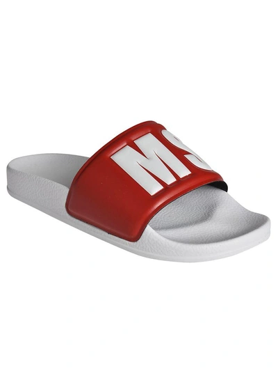 Shop Msgm Logo Sliders In Red E White