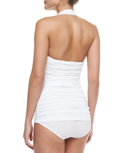 Shop Norma Kamali Bill Ruched One-piece Swimsuit In White