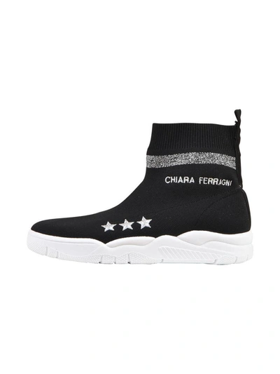 Shop Chiara Ferragni Knit Sock High-top Sneaker In Black