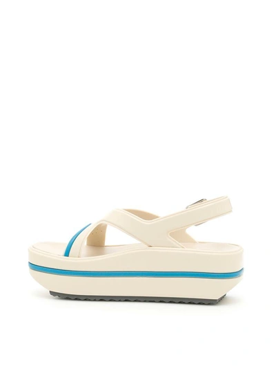 Shop Prada Rubber Sandals In Panna+azzurroceleste