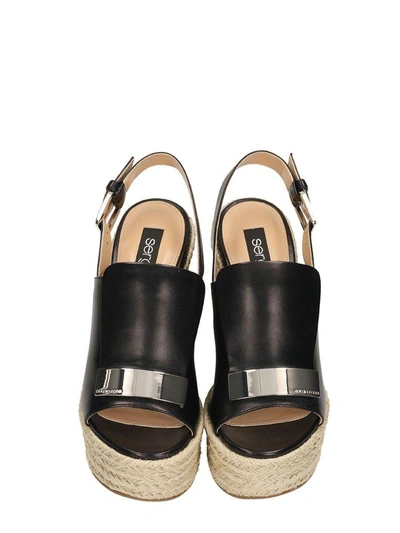 Shop Sergio Rossi Sr1 Wedge Sandals In Black