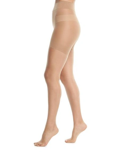 Shop Wolford Luxe 9 Control Top Tights In Sand