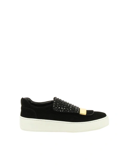 Shop Sergio Rossi Studded Blair Sneakers In Black-white