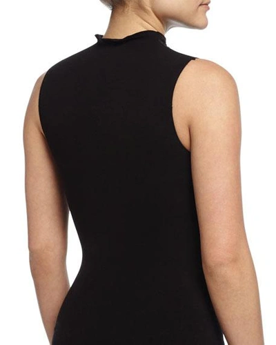 Commando Ballet Mockneck Sleeveless Thong Bodysuit In Black