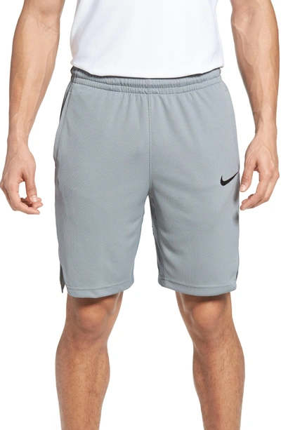 Shop Nike Elite Stripe Basketball Shorts In Cool Grey/ Black