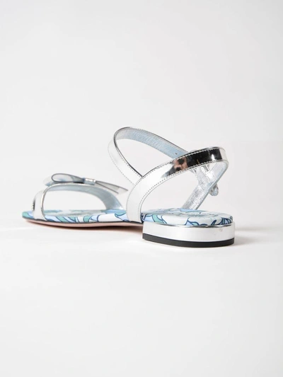 Shop Prada Laminated Flat Sandals In Argento