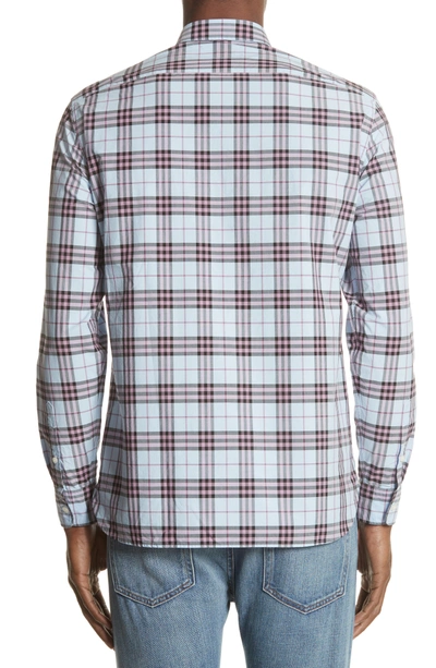 Shop Burberry Alexander Standard Fit Check Sport Shirt In Lavender Blue