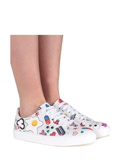 Shop Anya Hindmarch All Over Stickers Leather Low-top Sneakers In Multi