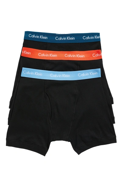 Shop Calvin Klein 3-pack Boxer Briefs In Black/ Orange/ Fountain/ Blue