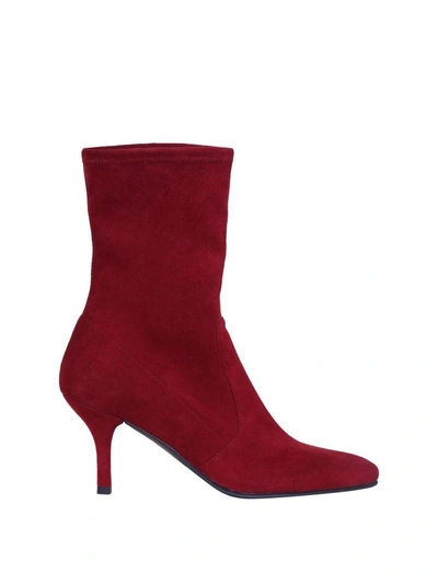 Shop Stuart Weitzman Cling Suede Boots In Rosso